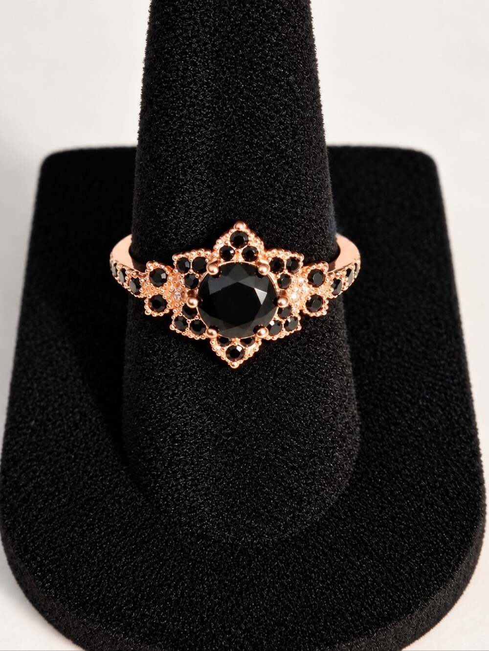 S925 Rose Gold-Plated Sterling Silver Floral Halo Ring – Size 6.5